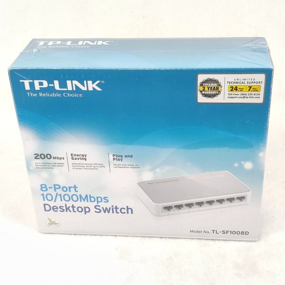 tp-link tl-sf1008d 10/100mbps 8-port desktop switch ethernet network rj45 port s - Picture 1 of 3